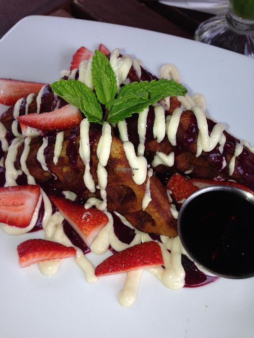 Vegan waffles. at Manna Haven in Byron Bay