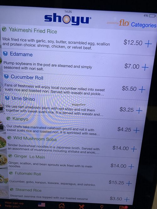 Blue is vegan, green is veg. at MSP - Shoyu - T1 in Minneapolis