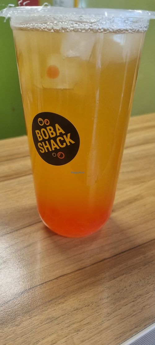 Passionfruit tea with strawberry boba at Boba Shack in Doncaster