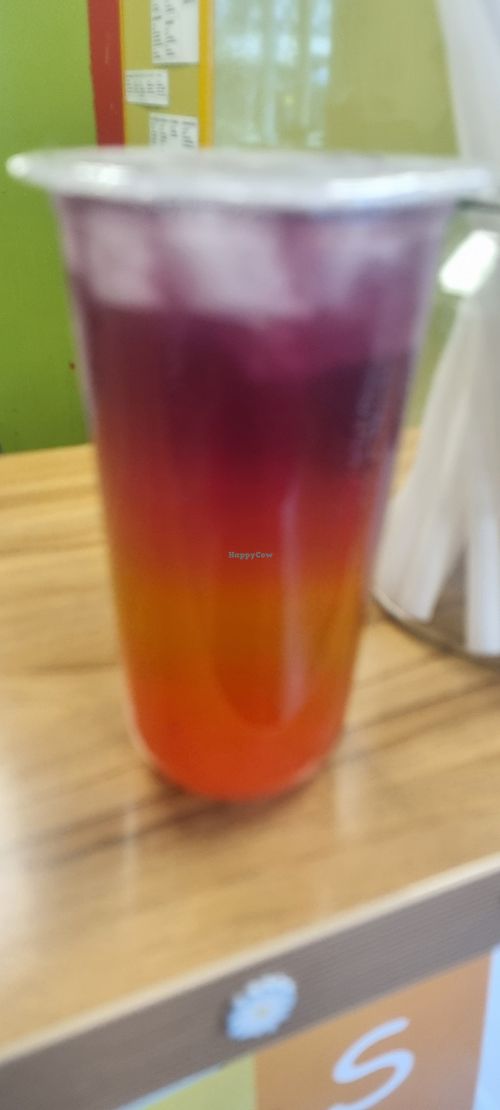 Banana split (green tea, banana flavour, strawberry boba) at Boba Shack in Doncaster