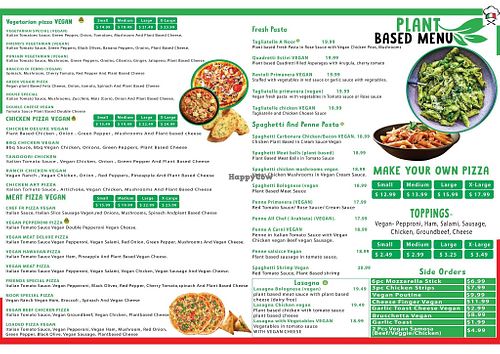 Vegan menu January 2024  at Friend's Pizza & Pasta in Calgary