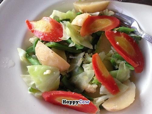 Delicious plain steamed vegetables... yummy!!! at Beatles Cafe in Rishikesh