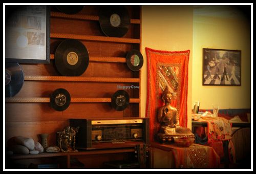 music library at Beatles Cafe in Rishikesh
