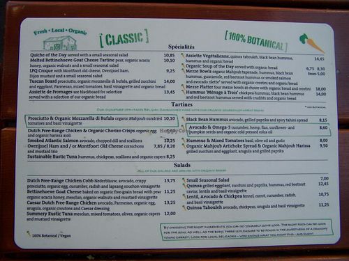 Menu, July 2014 at Le Pain Quotidien - Spuistraat in Amsterdam