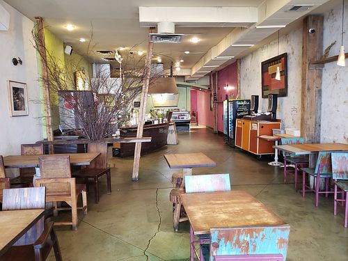 Inside the restaurant. Fancier feel than most counter service restaurants. at Falafel King in Denver
