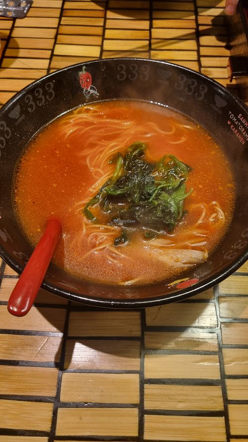 Tomato Ramen at Ganso Tomato Raumen Sanmi - Hakataekihigashi Shop in Fukuoka