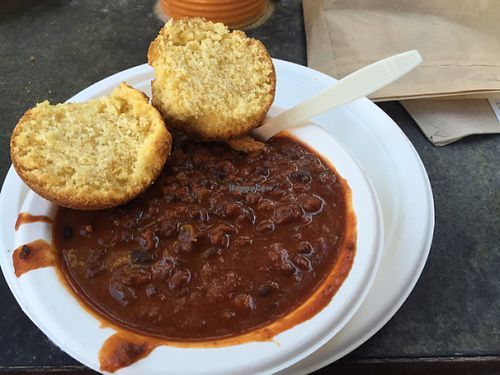 chili and cornbread  at Healthy Junk in Anaheim