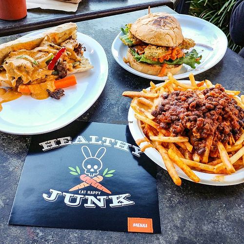 Chili Fries, Anaheim Burger, Cheesesteak  at Healthy Junk in Anaheim