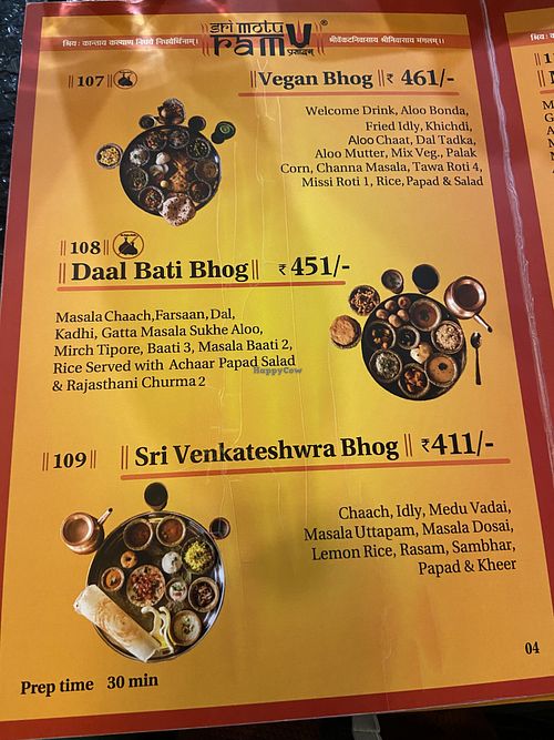 Vegan bhog right on the menu! No guesswork  at Sri Moturam Prasadam in Jaipur