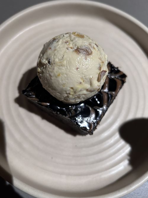 Brownie with ice creamm  at Aja  in Chandigarh