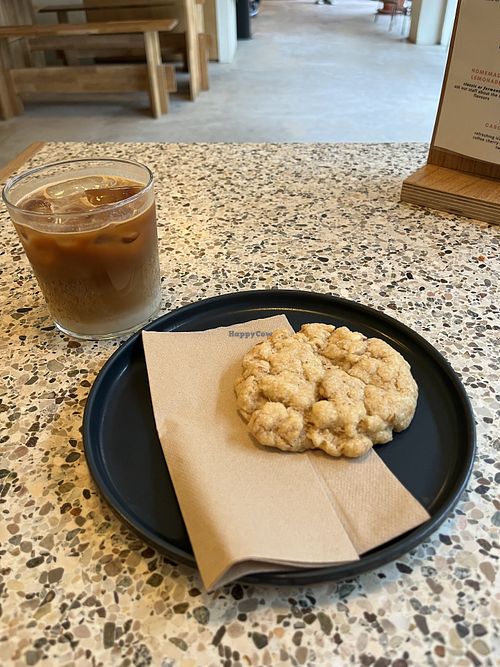 Iced coffee & lemon+almond cookie  at Kuro in Oslo
