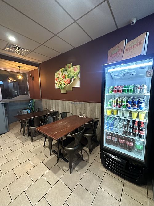 Seating & drinks  at Veggie Crust in Norwood