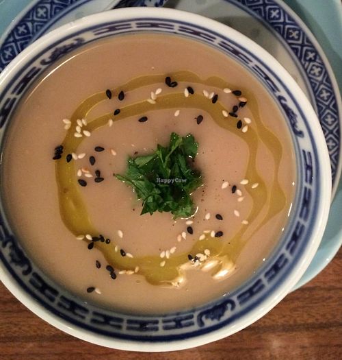 This is the chestnut sweet potato soup we had.  at The Food Temple in Lisbon