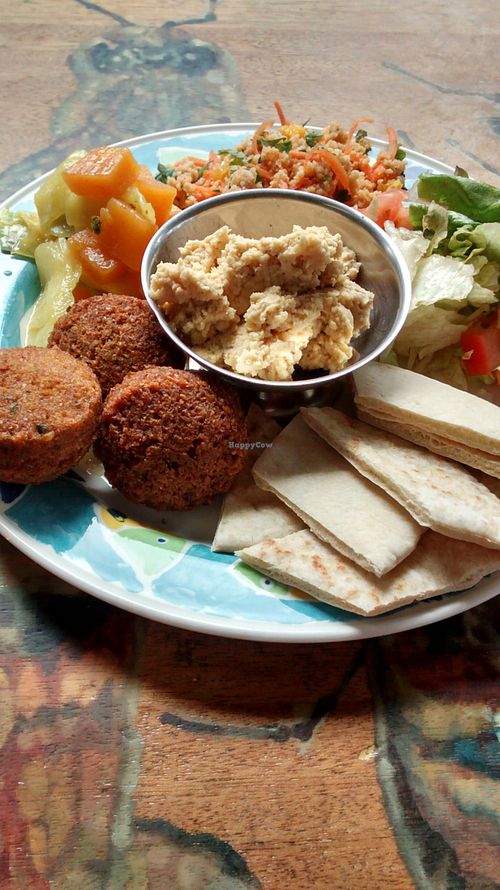 Falafel meal. Plenty of veg. at The Forest Cafe in Edinburgh