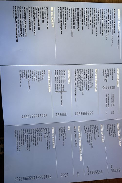 Menu (March 2026)  at Brasserie Brandaris in West-terschelling