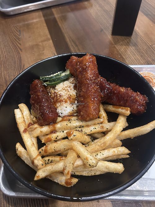 Tofu tenders with rice and fries  at Ponko Chicken - Midtown in Atlanta