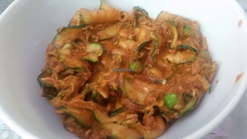 raw zucchini dish at Bliss Cafe in Stockholm