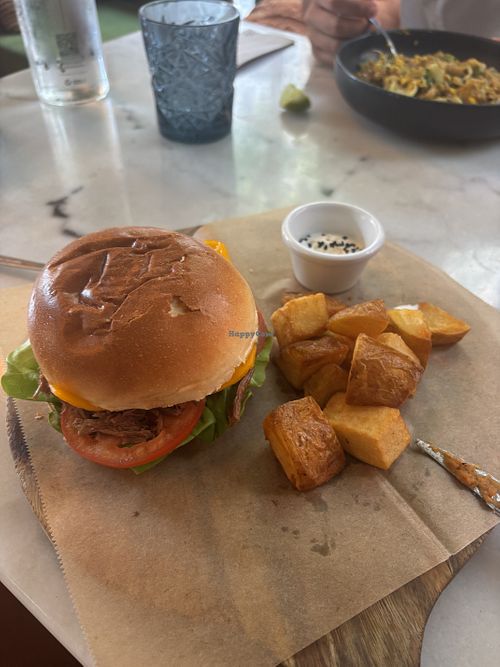 Pulled “beef” burger   at Wild Food in Barcelona