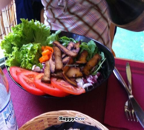 seitan salad at Il Punto Vegetariano in Bolzano