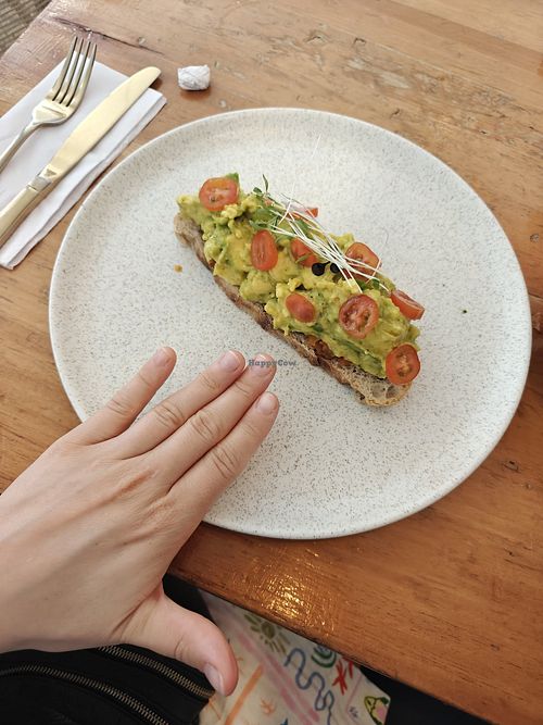 Avocado toast. Very small. at Libertario Coffee Roasters in Cartagena