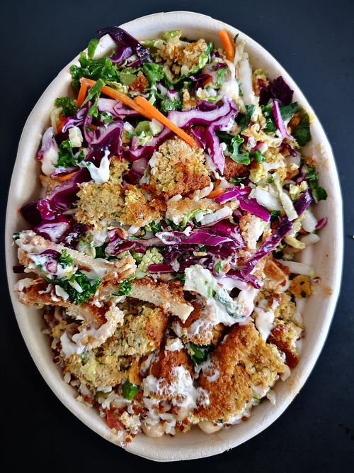 All 3 available vegan salads in one tub at Soul Origin in Rockingham