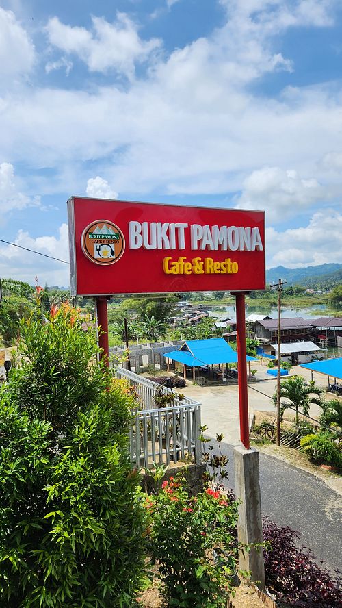 Sign at Bukit Pamona Resto and Cafe in 