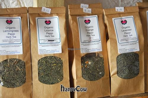 some of the vast selection of herbal teas available at Raw on Rye in Rye