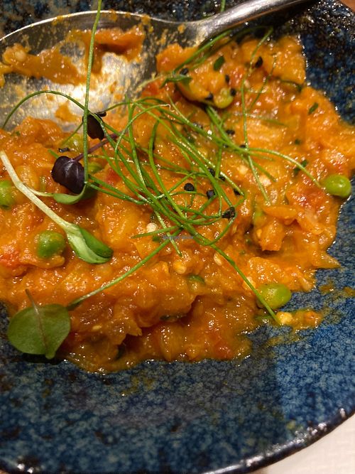 eggplant bharta at Kinara By Vikas Khanna - JA Lake View Hotel in Dubai