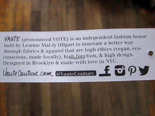Description at Vaute Couture in New York City
