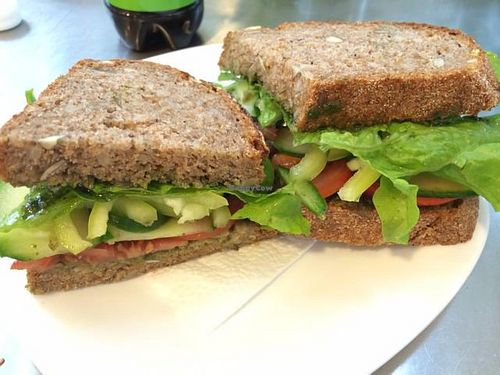 Vegan Sandwich with homemade pesto at Vegan Kitsch in Sofia