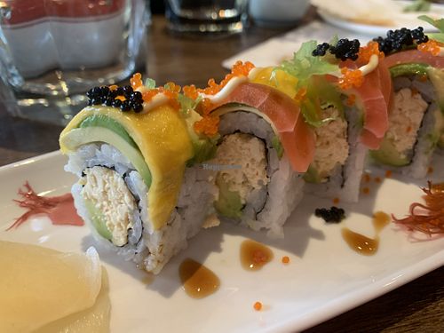 Rainbow rolls  at Vegan Shoku in Vancouver