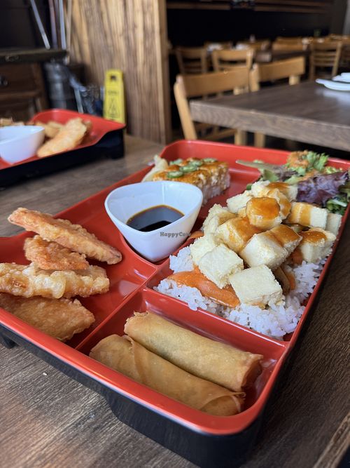 Vegan dinner combo   at Vegan Shoku in Vancouver