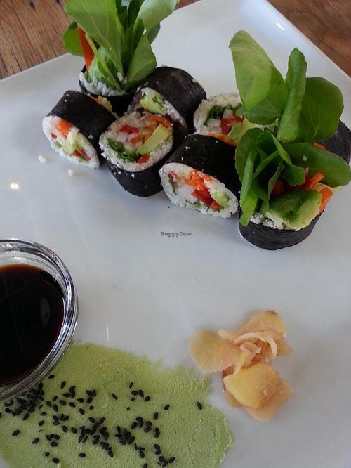 raw nori rolls with jicama 'rice' at M.A.K.E. Raw Cuisine in Santa Monica