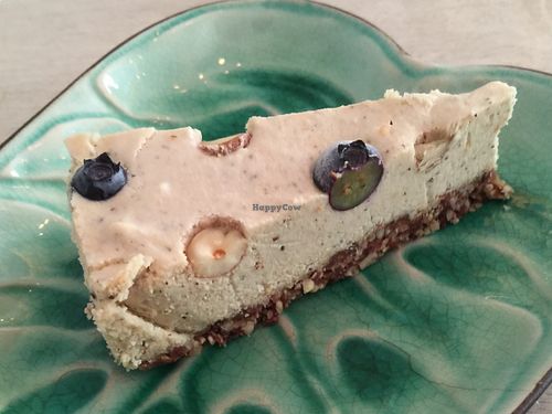 Chai hazelnut pie. Yummy!  at Rawfoodbaren in Gothenburg