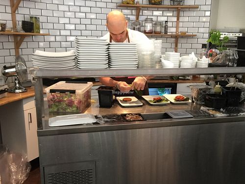 The chef at work.  at Rawfoodbaren in Gothenburg