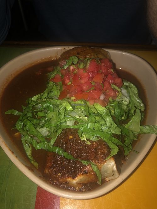Salsa roja wet burrito vegan  at Original's Mexicano in Port Moody