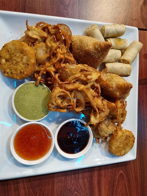 Vegan entree platter at Bollywood Grill in North Haven