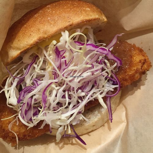 tofu miso burger at Acai Cafe - Island Veggie in Tokyo