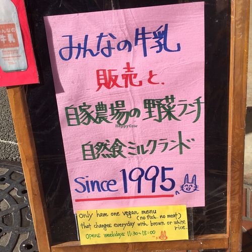 sign outside  at Milk Land in Tokyo