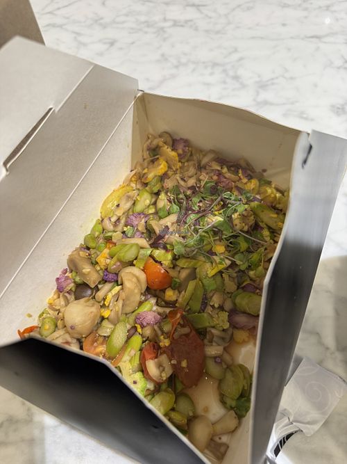 Mushroom stir fry   at Unity La in Los Angeles