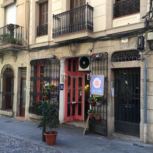 outside at Cafe Camelia in Barcelona