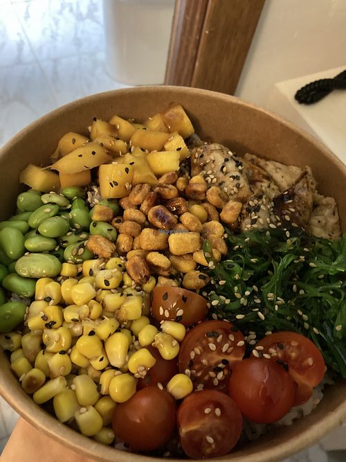 Poke bowl with Heura chicken  at Kame Hame Palma in Mallorca