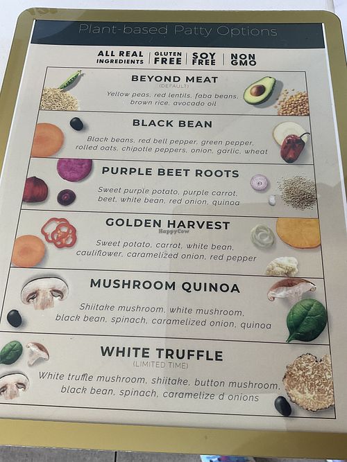 burger patty options  at RawASF in San Jose