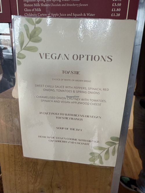 Vegan menu  at Lowry's at the Chandlery in Berwick-upon-tweed