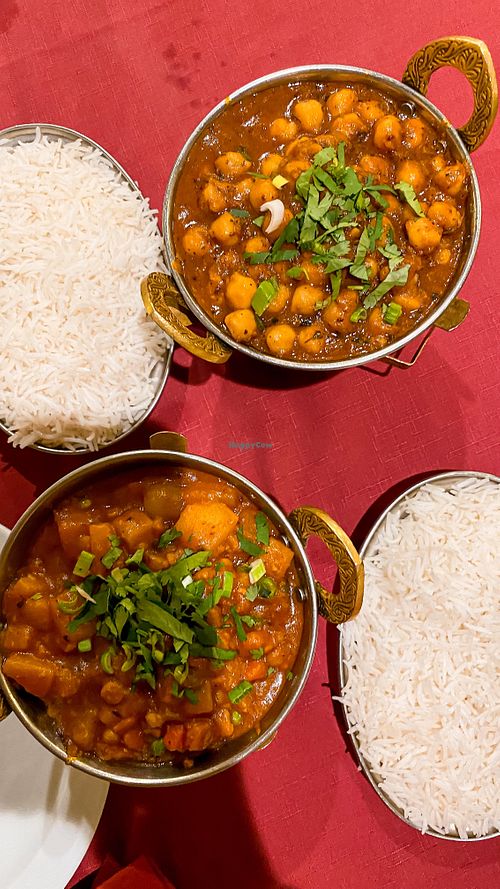 Vegan dish with Curry and rice   at Tandoori Garden in Fuerteventura
