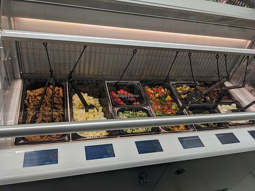 Over 80% of options in this per-kilo salad bar are clearly marked vegan. We went 3x during our stay in the city, which is difficult for vegans. at Picadeli at Intermarché in Reims
