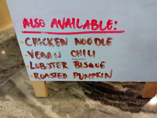 Vegan chili is listed on the sign on the counter at Zen Deli in Fort Myers