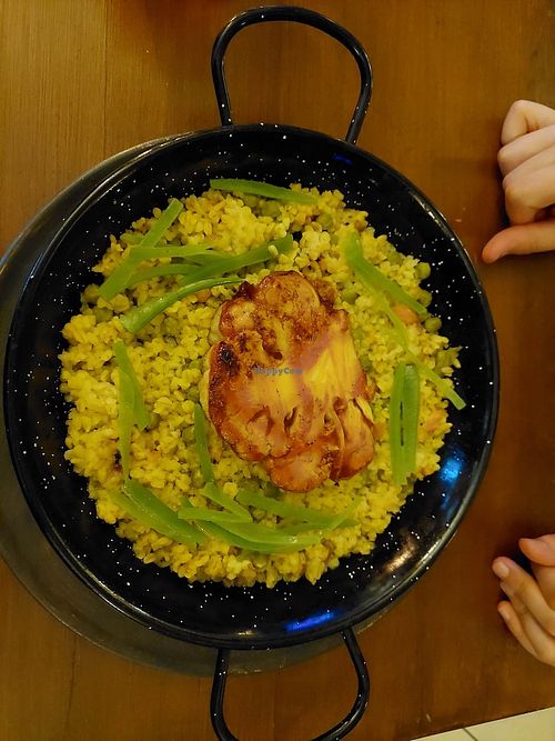 Coliflower steak with bbq dressing and bulgur at Háromforrás Étterem in Nagyhuta