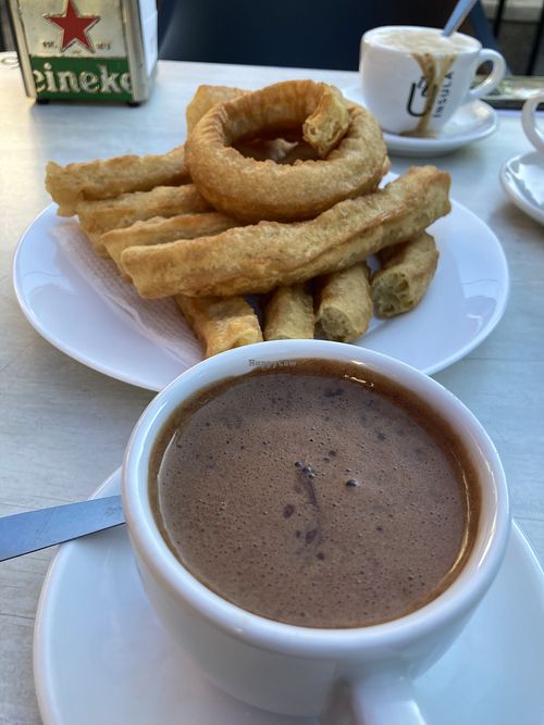 Churros con chocolate vegano   at Churrería Maya - Mercado La Abejera - Maybe closed in Tenerife