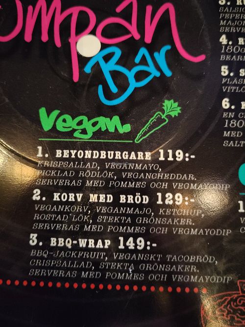 Menu at RumpanBar Norrköping in Norrkoping